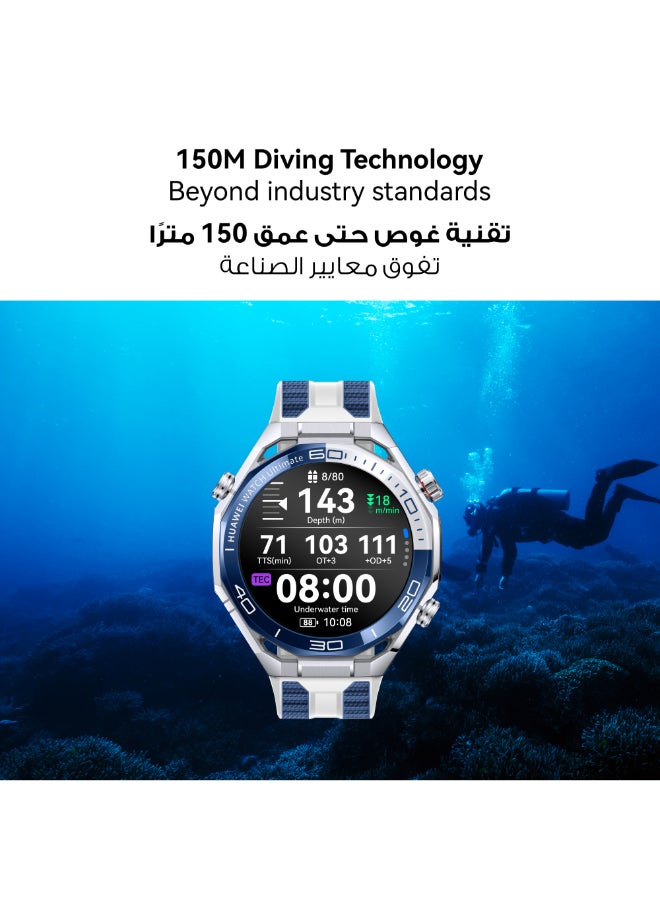 HUAWEI Watch Ultimate 2 Smart Watch with Extra Titanium Strap, Zirconium-based Liquid Metal case, 150-Meter Diving Watch, Sonar-based Underwater Communication, Accurate Health Monitor,  eSIM cellular calling, Blue - Image 4