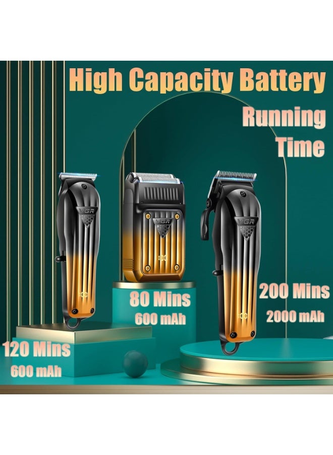 في جي آر مقص شعر كهربائي للرجال موديل V-644، ماكينة حلاقة احترافية قابلة للشحن بشفرات من الفولاذ المقاوم للصدأ، محرك قوي، استخدام سلكي ولاسلكي، مثالي لتشذيب اللحية والشعر والجسم - Image 2