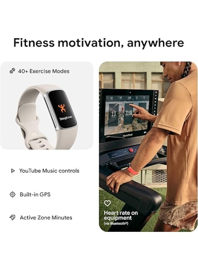 فيتبيت سوار لياقة بدنية Charge 6 مع معدل ضربات القلب، GPS، عضوية مميزة، أدوات صحية - بورسلين/فضي - Image 4