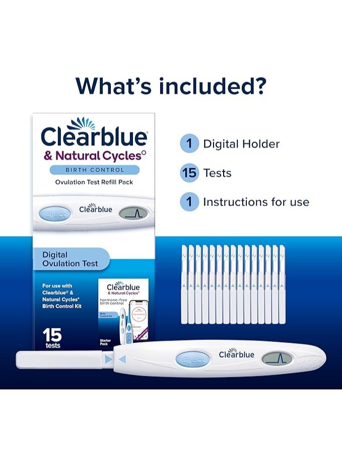 Clearblue & Natural Cycles Birth Control Ovulation Test Refill Pack, 15ct - Image 5