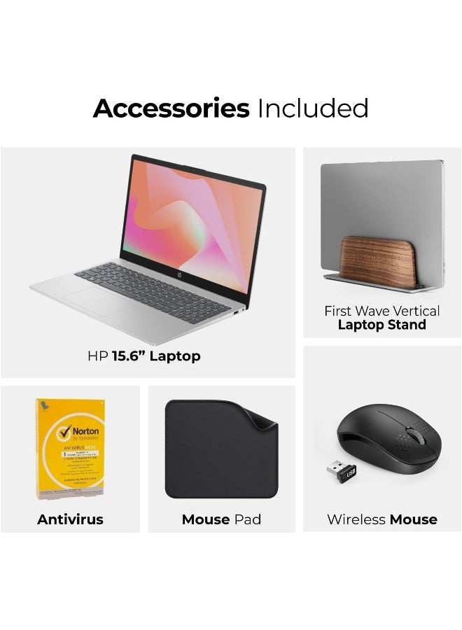 HP Laptop, core i3-1315U 13th Generation, 15.6" FHD Display, 8GB RAM, 512GB SSD, Windows 11 Pro, Webcam, Wi-Fi (Includes 128GB Flash Drive + Wireless Mouse + Antivirus + 1st Wave Mouse Pad) - 250 G9 English Silver - Image 2