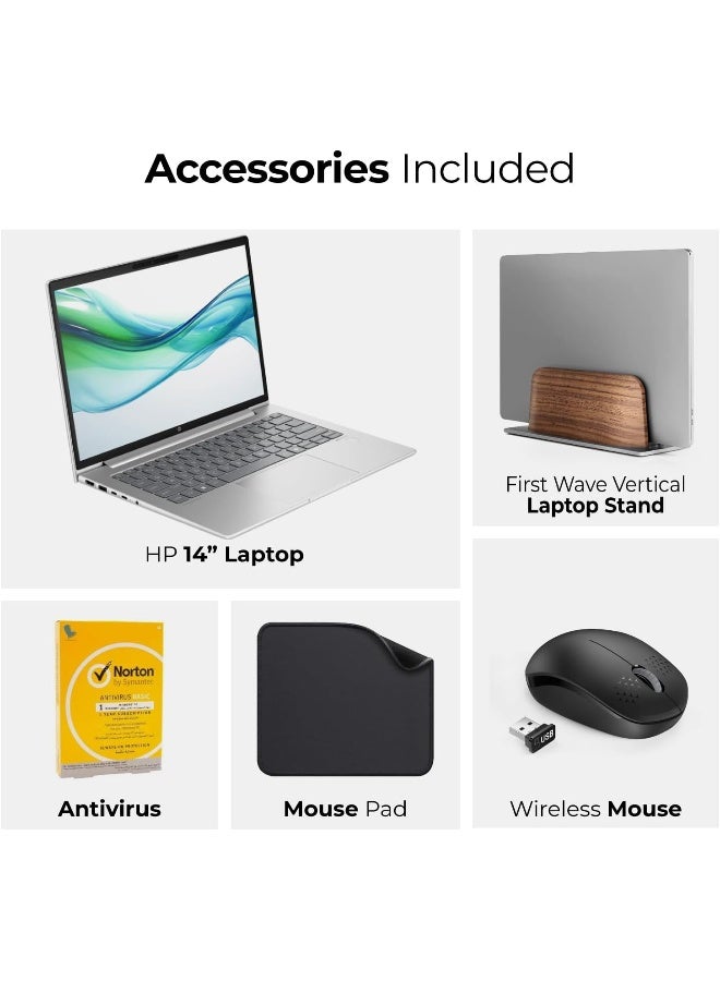 HP 14" office Laptop ProBook 440 G11, Intel Ultra 7-155U, 16GB DDR5 RAM, 1TB SSD, Win11 Pro, 1080p FHD Camera (Includes 1st Wave Laptop Stand + Wireless Mouse + Antivirus + Mouse Pad) – A22YBEA English Silver - Image 2