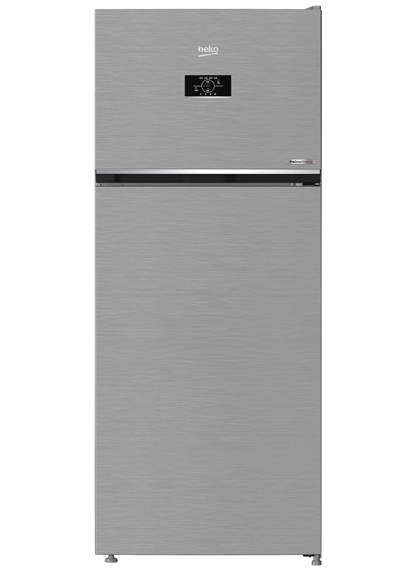 BEKOGLOBAL Fridge Freezer, 420L Gross,367L Net, No-Frost, Brushed Silver, 70 cm Width, RDNE420K02DXITEG
