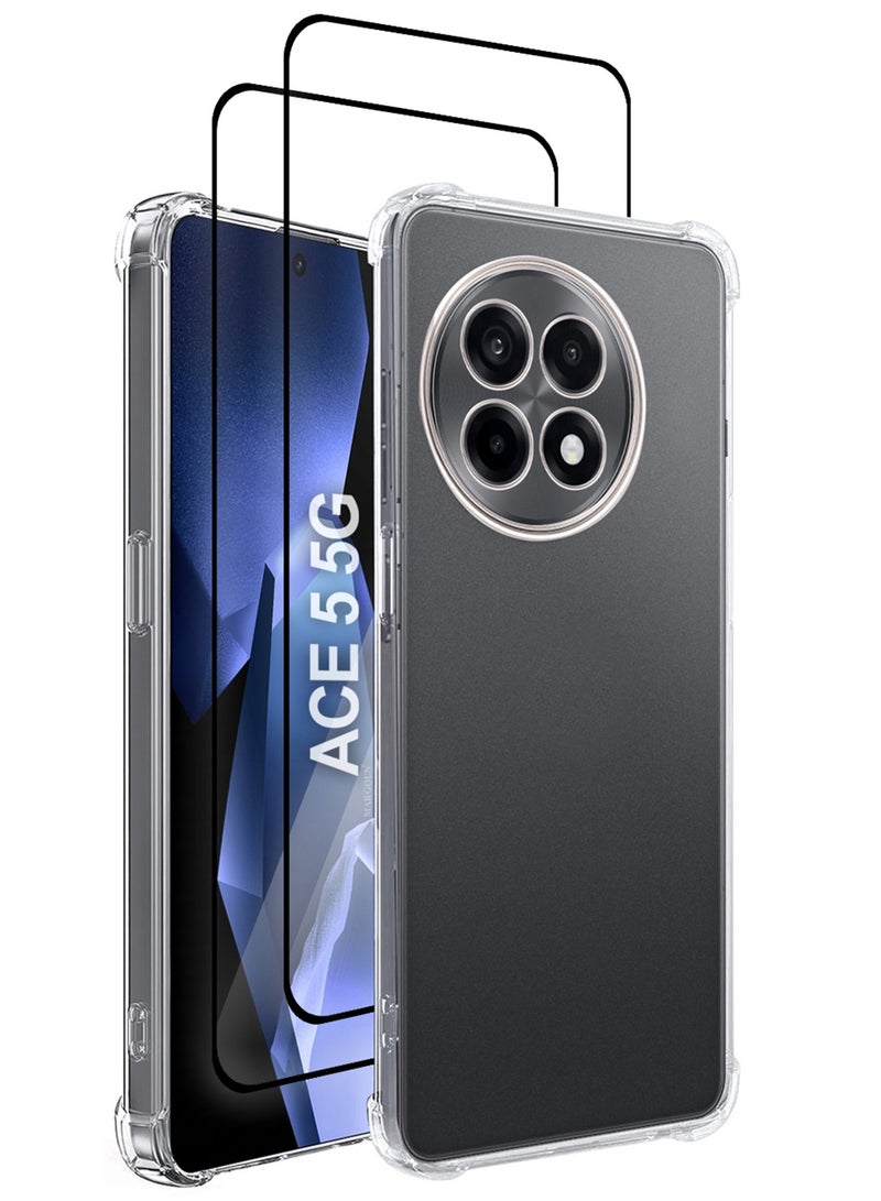 MARGOUN 3Packs TPU Gorilla Case Cover for OnePlus ACE 5 5G, Reinforced Corner Bumper Phone Cover and Camera Protection Slim Fit Shockproof Flexible with Two Shockproof 3D Screen Protector - Clear-3 - Image 1
