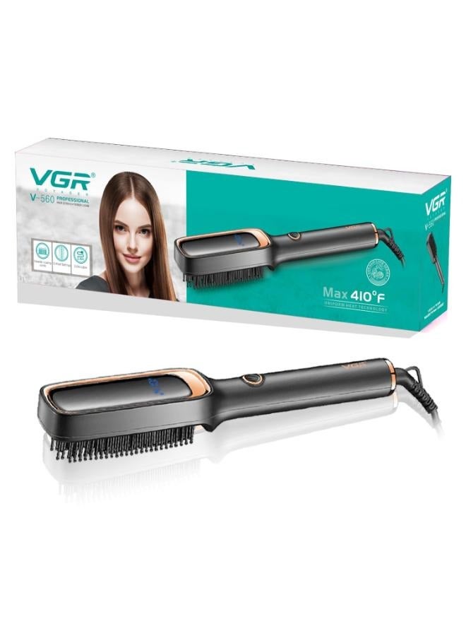 VGR Professional Digital Hair Straightener Brush, 410 °F, Black - V-560