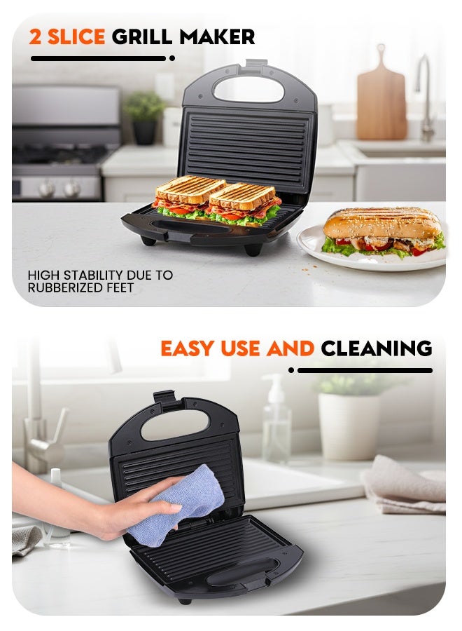 SONASHI 750W 2-Slice Sandwich Maker with Non-Stick Grill Plates, Overheat Protection, Cool-Touch Body & Easy Locking Handle | Perfect for Quick, Mess-Free Toasted Snacks | Sonashi SGT-889 750 W SGT-889 black - Image 2