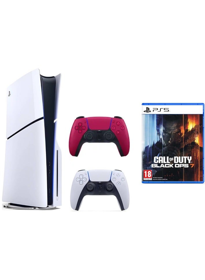 Sony PlayStation 5 Slim Disc Console with extra Red controller (International) + PS5 Call of Duty: Black Ops 7 Bundle