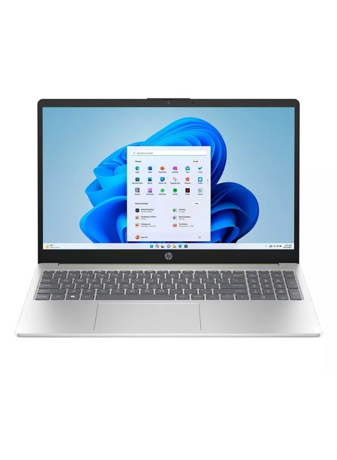 HP 15-fc0015nx Laptop With 15.6 Inch Full HD (1920X1080) Display, AMD Ryzen 5-7520U Processor/8GB RAM DDR5/512GB SSD/AMD Radeon Graphics/Windows 11/ English/Arabic Natural Silver - Image 1