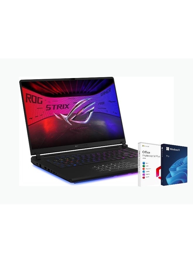 أسوس ROG Strix SCAR 16 Gaming Laptop - Intel Core Ultra 9-275HX, 64GB DDR5, 2TB SSD,16 Inch ROG Nebula 2.5 240Hz, 16GB Nvidia GeForce RTX 5080 Windows 11 Pro,+ Life Time Office 2024 English Off Black - Image 1