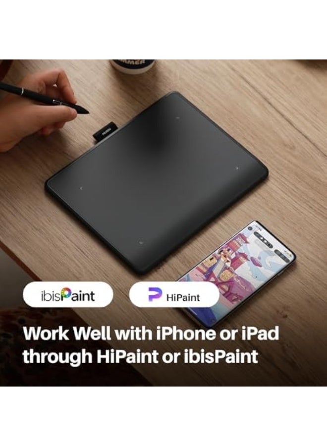 HUION Inspiroy Frego Small Wireless Drawing Tablet 6.3 x 3.9 Inch, Bluetooth Graphics Tablet for Design, Writing, Teaching & Photo Editing, Battery-Free Stylus Black - Image 5