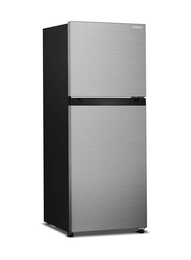 هيتاشي ثلاجة مزدوجة الأبواب بسعة 275 لتر، ثلاجة فريزر بدون صقيع، طاقة عالية، ضمان 10 سنوات على ضاغط العاكس، رفوف زجاجية مقسّاة، تبريد محيطي، إنوكس - Image 1