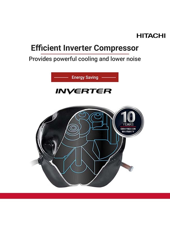 هيتاشي ثلاجة مزدوجة الأبواب بسعة 275 لتر، ثلاجة فريزر بدون صقيع، طاقة عالية، ضمان 10 سنوات على ضاغط العاكس، رفوف زجاجية مقسّاة، تبريد محيطي، إنوكس - Image 5