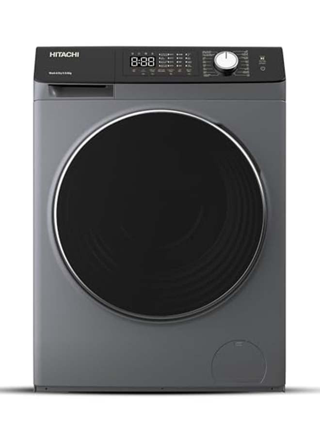 هيتاشي غسالة ومجفف تحميل أمامي / 6 كجم تجفيف، إنفيرتر، 1400 دورة في الدقيقة، بخار صحي، غسيل ساخن، مضاد للتجاعيد، تنظيف الحوض، لوحة لمس LED، غسيل وتجفيف في ساعة واحدة | - Image 1