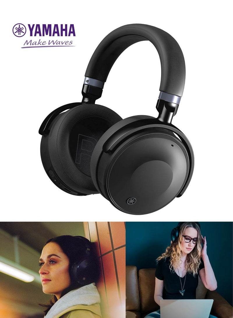 ياماها YH‑E700A Comfortable Noise cancelling Wireless Bluetooth Headphones, Long Battery Life & Clear Voice Calls - Black - Image 2