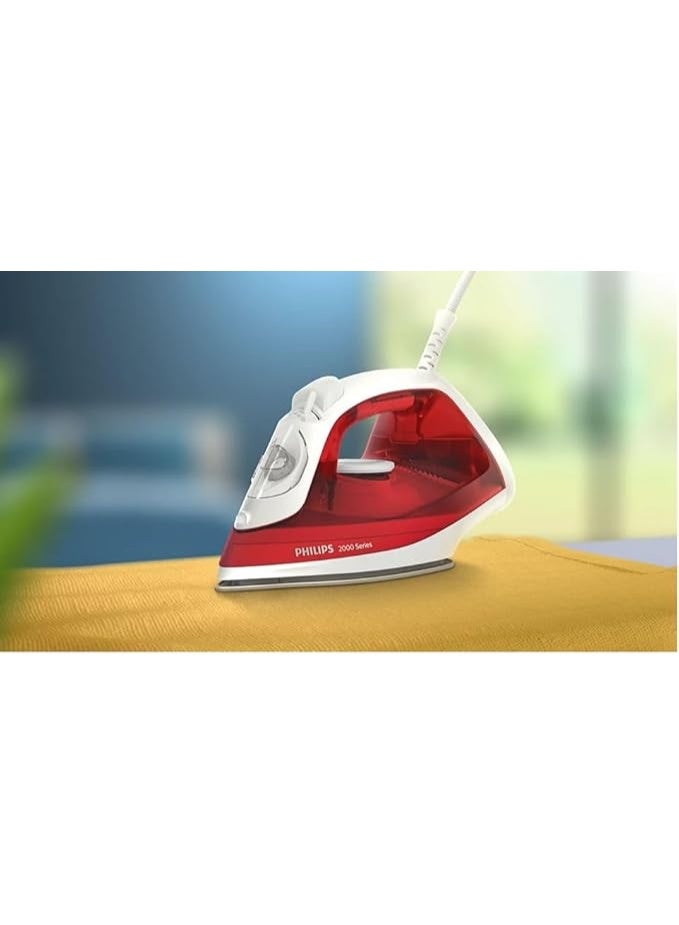 فيليبس مكواة بخار فيليبس 2000 سلسلة، قاعدة غير لاصقة، 4 إعدادات بخار، خزان ماء سعة 250 مل، 2000 واط، أحمر - Image 2