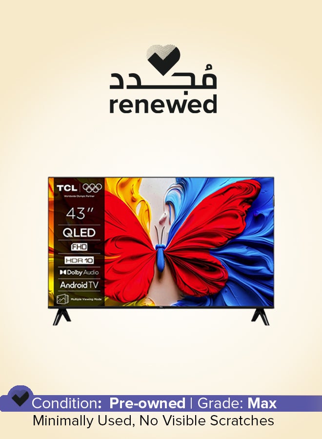 تي سي إل Renewed - 43 Inch S5K QLED Full HD Smart Google TV with Google Voice, HDR10, Dolby Audio, Google Cast, and Metallic Bezel-less Slim Design - 2025 Model 43S5K black - Image 1