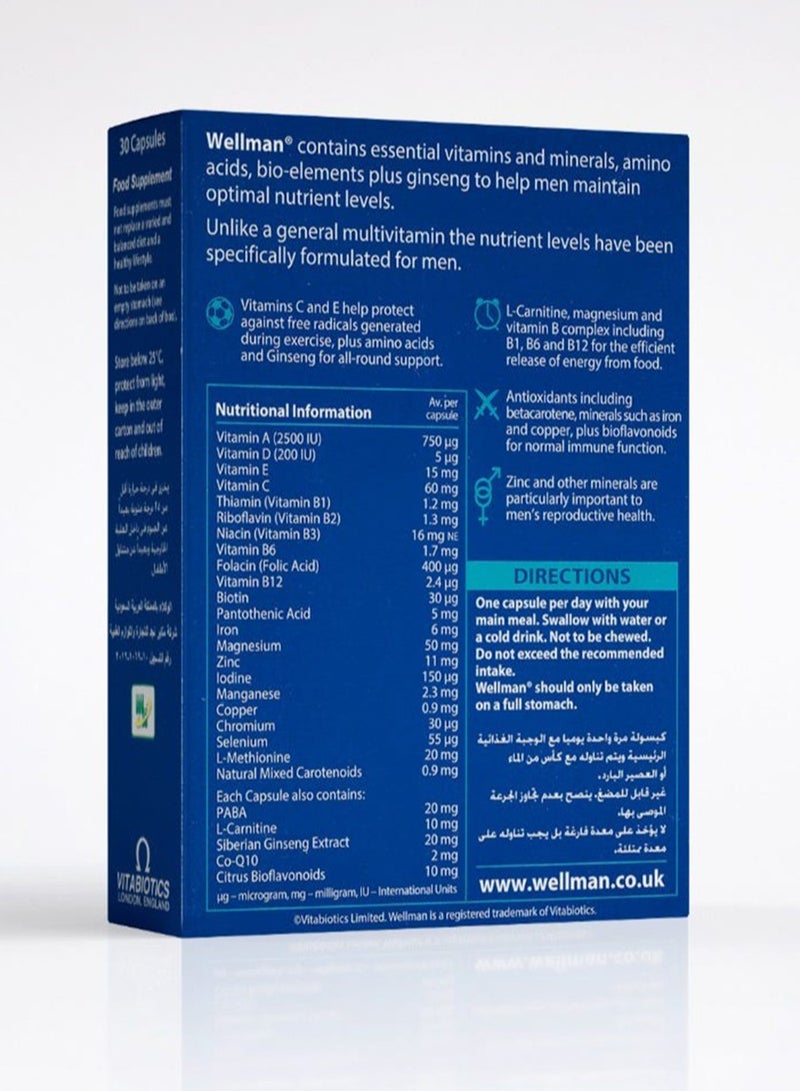 Vitabiotics Wellman Multivitamin & Multimineral 30 Capsules - Image 2