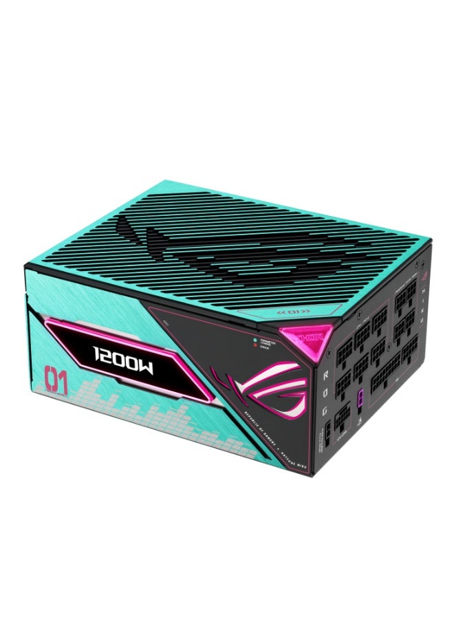 أسوس ROG Thor 1200W Platinum III Hatsune Miku Edition ATX 3.1 Fully Modular PSU, 80 Plus Platinum, PCIe 5.0 16-Pin, OLED Power Display, 0dB Fan, ARGB AURA Sync, High-Performance Gaming Power Supply | 90YE00V6-B0NA00 - Image 1