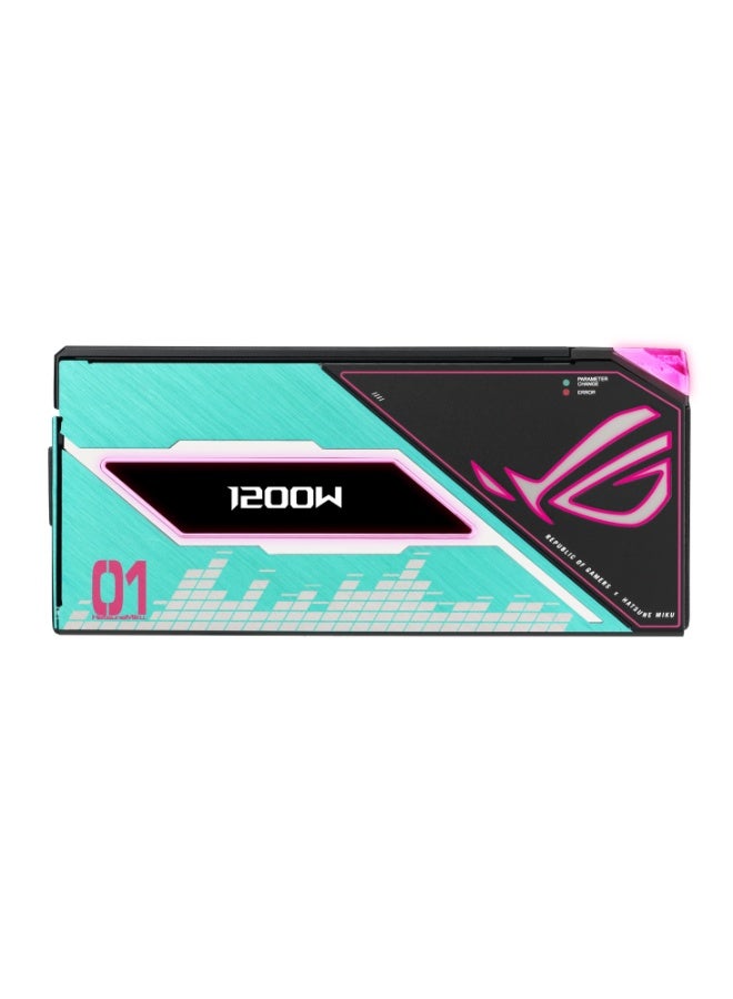 أسوس ROG Thor 1200W Platinum III Hatsune Miku Edition ATX 3.1 Fully Modular PSU, 80 Plus Platinum, PCIe 5.0 16-Pin, OLED Power Display, 0dB Fan, ARGB AURA Sync, High-Performance Gaming Power Supply | 90YE00V6-B0NA00 - Image 2