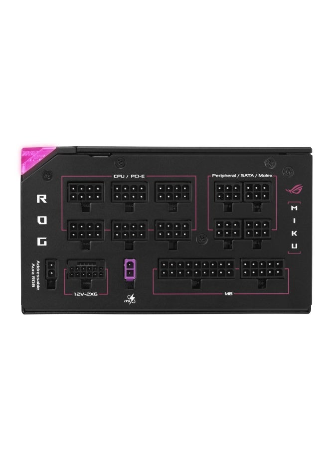 أسوس ROG Thor 1200W Platinum III Hatsune Miku Edition ATX 3.1 Fully Modular PSU, 80 Plus Platinum, PCIe 5.0 16-Pin, OLED Power Display, 0dB Fan, ARGB AURA Sync, High-Performance Gaming Power Supply | 90YE00V6-B0NA00 - Image 5