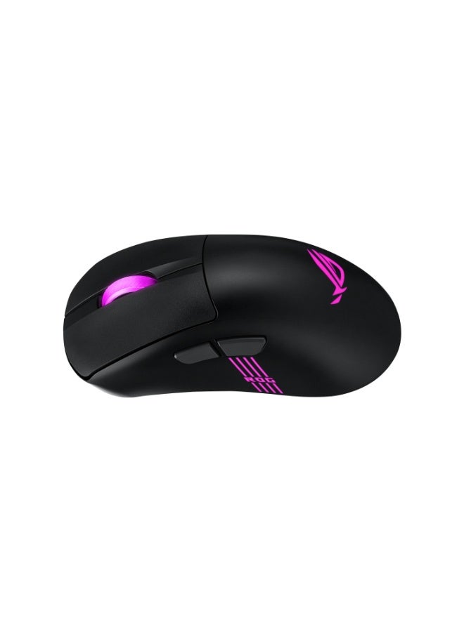 أسوس ROG Keris II Origin Gaming Mouse, Right-Handed Ergonomic, 65g Lightweight, ROG AimPoint Pro 42,000 DPI Optical Sensor, Hot-Swappable ROG Micro Switch II, Wired/2.4GHz/Bluetooth Connectivity, PTFE Feet, RGB Lighting, 127h Battery Life 90MP04A0-BMUA00 Black - Image 4