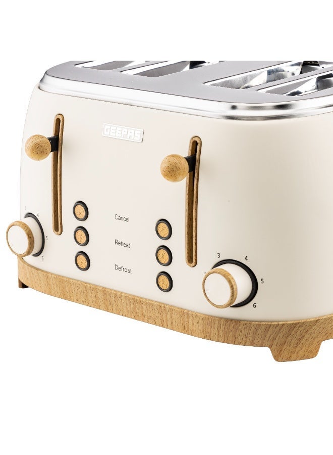 GEEPAS 4 Slice Bread Toaster Dual Control 1500 W | 6 Stage Adjustable Browning Control and Removable Crumb Tray | Defrost, Reheat and Cancel Functions | Perfect for Toasting Different Types Breads | 2 Years Warranty GBT36561UK-CR Cream 1500 W GBT36561UK-CR Cream - Image 3