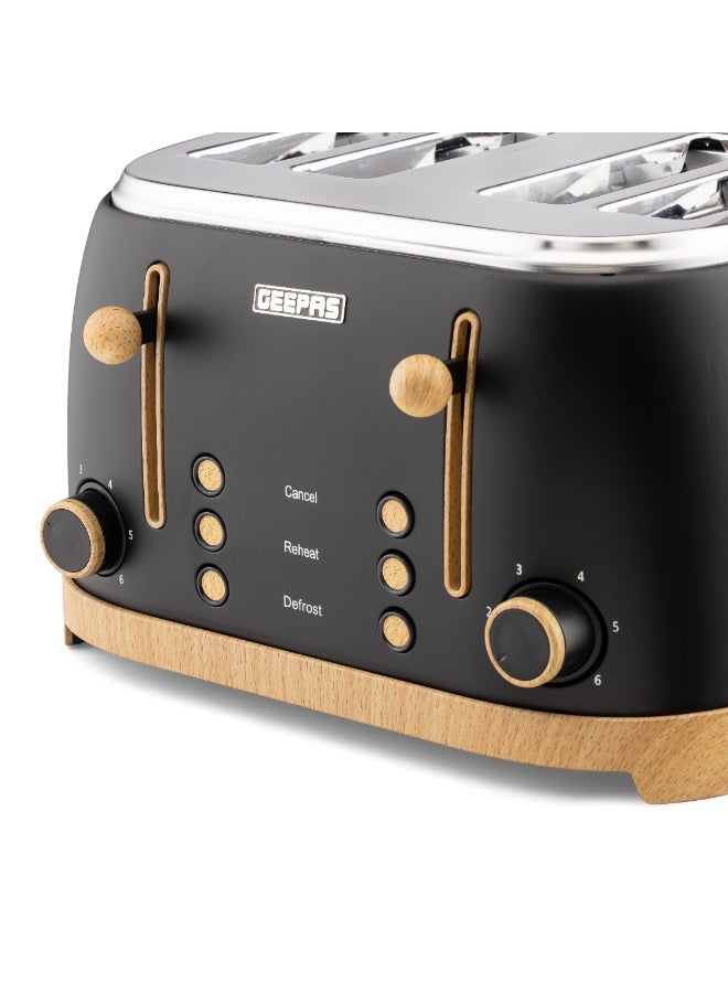 GEEPAS 4 Slice Bread Toaster Dual Control 1500 W | 6 Stage Adjustable Browning Control and Removable Crumb Tray | Defrost, Reheat and Cancel Functions | Perfect for Toasting Different Types Breads | 2 Years Warranty GBT36561UK-BK Black 1500 W GBT36561UK-BK black - Image 3