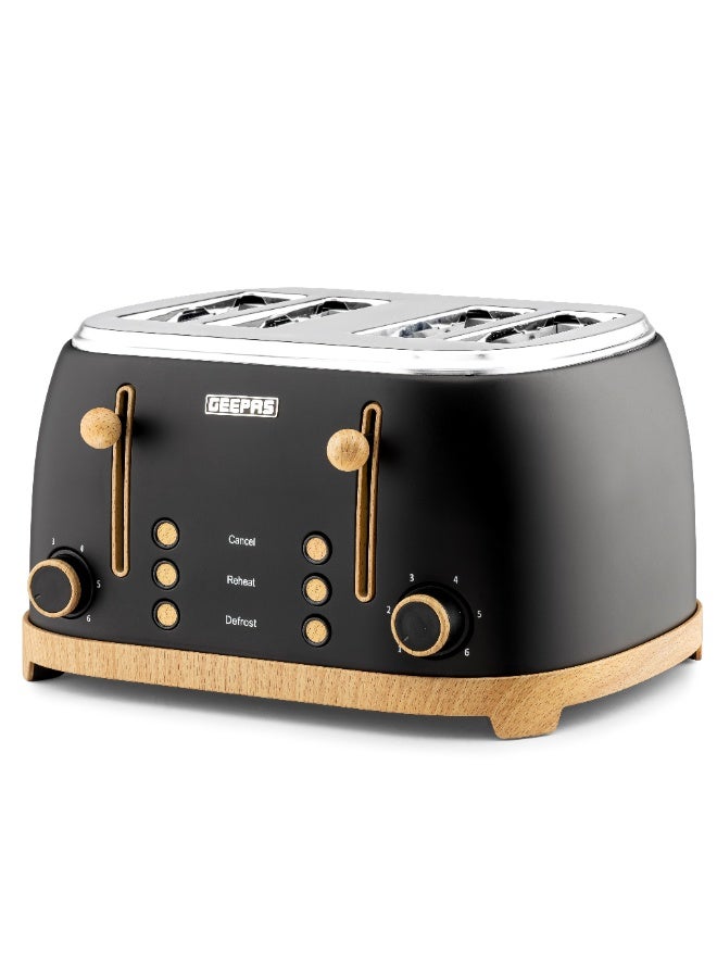 GEEPAS 4 Slice Bread Toaster Dual Control 1500 W | 6 Stage Adjustable Browning Control and Removable Crumb Tray | Defrost, Reheat and Cancel Functions | Perfect for Toasting Different Types Breads | 2 Years Warranty GBT36561UK-BK Black 1500 W GBT36561UK-BK black - Image 2