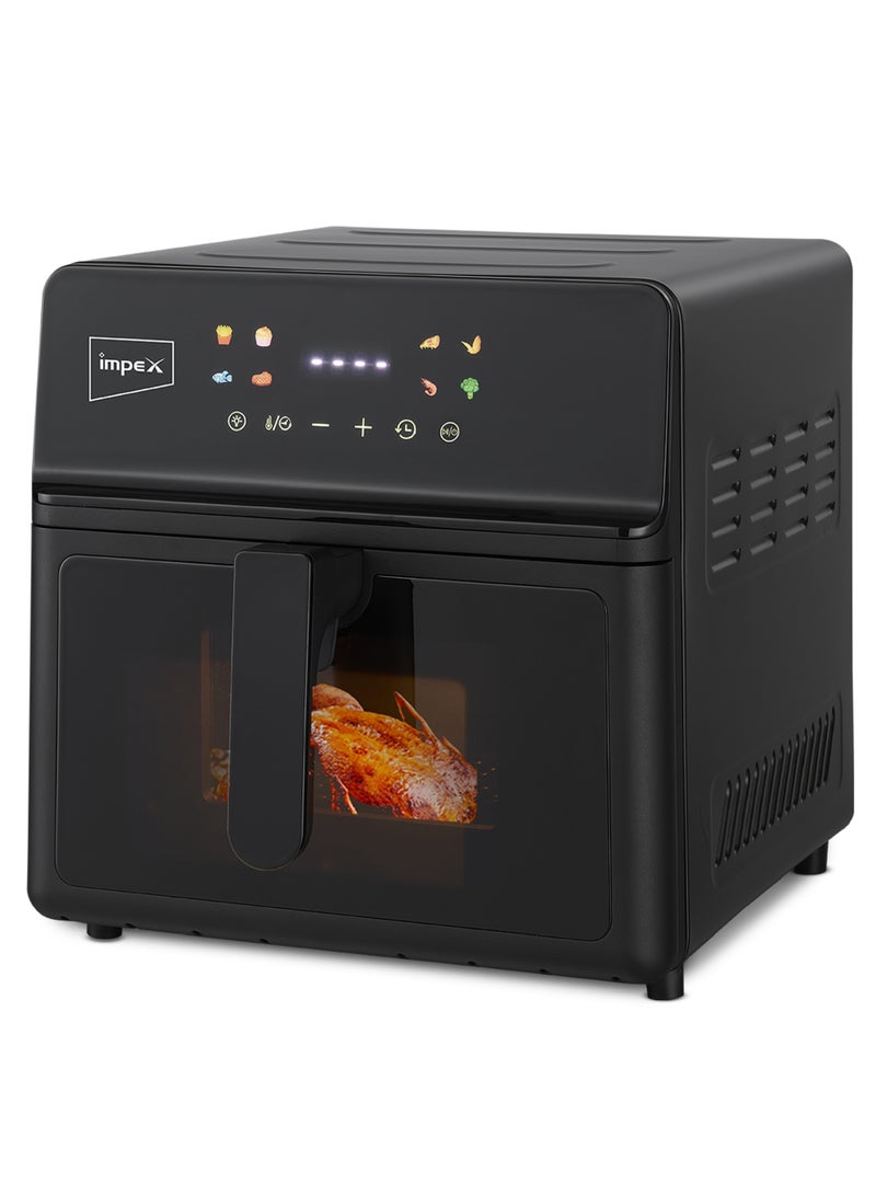Impex 9L Digital Air Fryer | 1800W Powerful Oil-Free Air Fryer with 8 Preset Menus | Fry, Grill, Roast, Steam & Bake | Transparent Viewing Window, LED Touch Display, Adjustable Temperature up to 200°C, Cyclonic Airflow, Dishwasher-Safe Accessories | AF4309 9 L 1800 W AF4309 black - Image 1