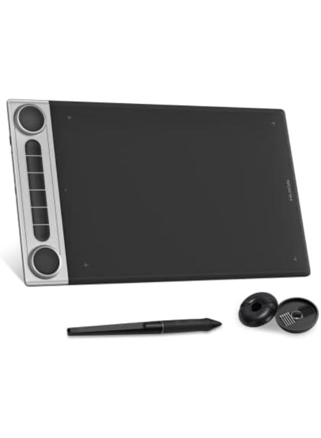 HUION Inspiroy Dial 2 Wireless Bluetooth Drawing Tablet with Dual Control Dials, 6 Programmable Shortcut Keys, Battery-Free Stylus PW517 with 8192 Pressure Levels Black - Image 1
