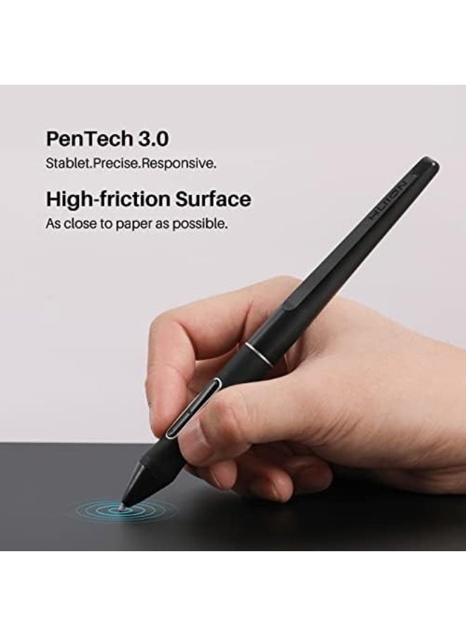 HUION Inspiroy Dial 2 Wireless Bluetooth Drawing Tablet with Dual Control Dials, 6 Programmable Shortcut Keys, Battery-Free Stylus PW517 with 8192 Pressure Levels Black - Image 3