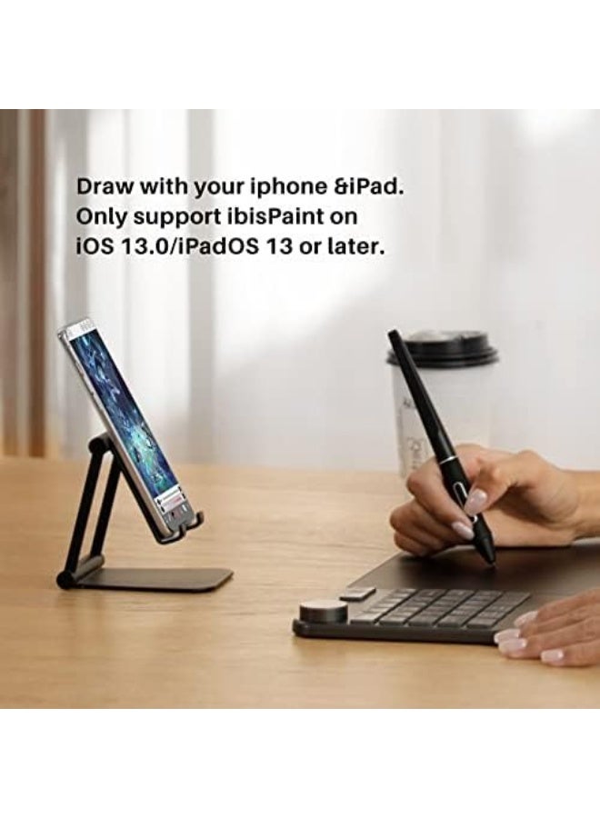 HUION Inspiroy Keydial KD200 Wireless Drawing Tablet 8.9x5.6 Inch, Bluetooth Graphic Tablet with Built-in Keyboard Dial, 5 Customizable Express Keys, Battery-Free Pen with 8192 Pressure Levels Black - Image 4