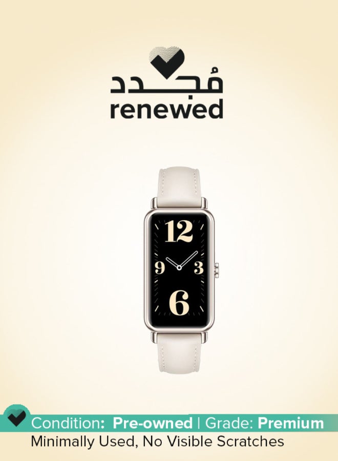 هواوي Renewed - Watch Fit Mini Light Gold Aluminum Case With Leather Strap Frosty White - Image 1
