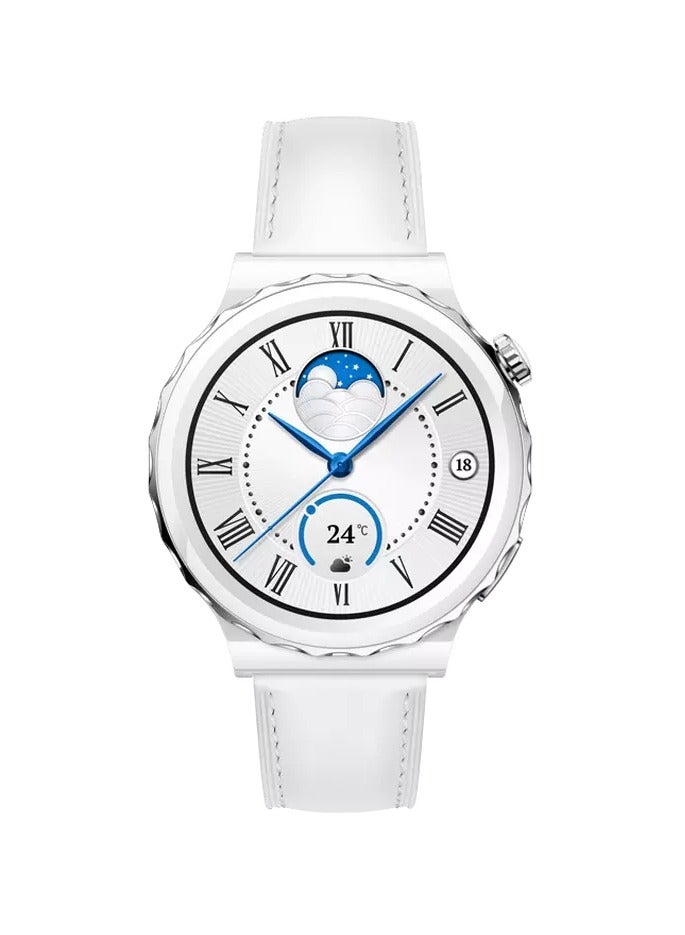 هواوي Renewed - Smart Watch GT 3 Pro Case - 43mm Silver Bezel White Ceramic - Image 3