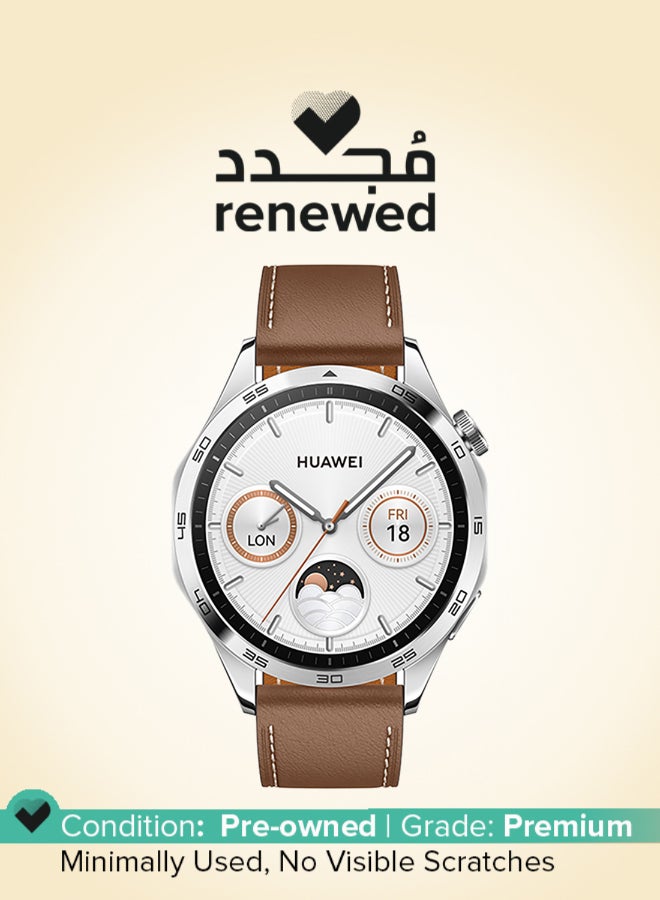 هواوي ساعة ذكية GT4 مجددة 46 مم، عمر بطارية يصل إلى 2 أسبوع، تحديد المواقع بنظام GNSS بخمسة أنظمة مزدوجة النطاق، تحليل عدم انتظام ضربات القلب، مراقبة صحية على مدار الساعة، متوافقة مع أندرويد و iOS - Image 1