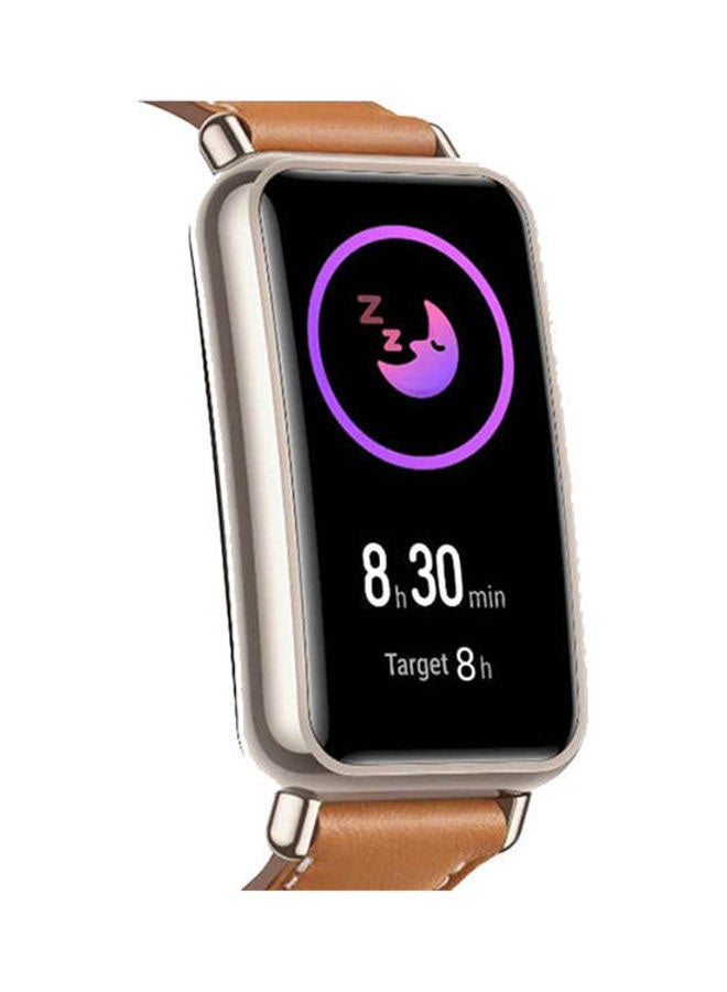 هواوي Renewed - Watch Fit Mini Light Gold Aluminum Case With Leather Strap Mocha Brown - Image 2