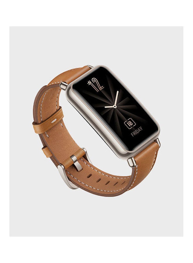 هواوي Renewed - Watch Fit Mini Light Gold Aluminum Case With Leather Strap Mocha Brown - Image 5