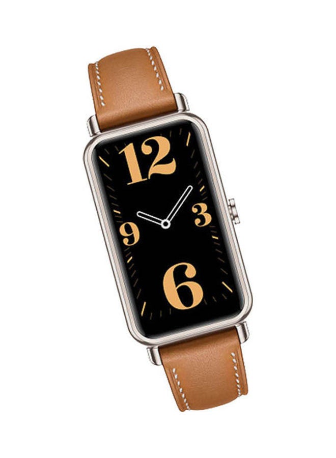 هواوي Renewed - Watch Fit Mini Light Gold Aluminum Case With Leather Strap Mocha Brown - Image 3