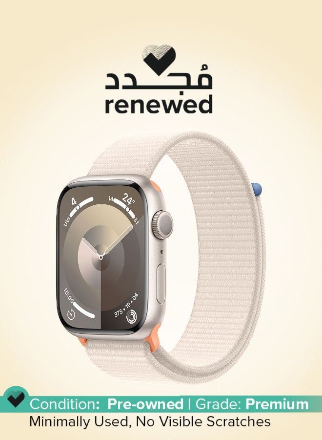 Apple Renewed - Watch Series 9 GPS 45mm Starlight Aluminium Case With Starlight Sport Loop - Image 1