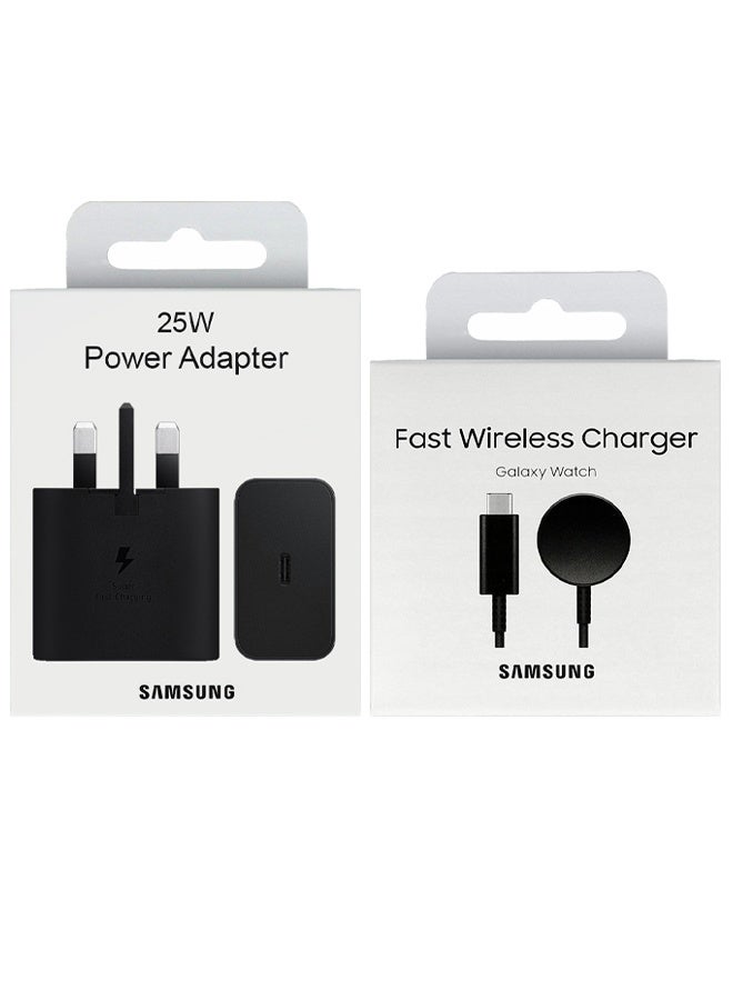 سامسونج Samsung 25W Fast Charger with Magnetic Wireless Charging Cable for Galaxy Watch 8/7/6/5/4/Active - Black - Image 3