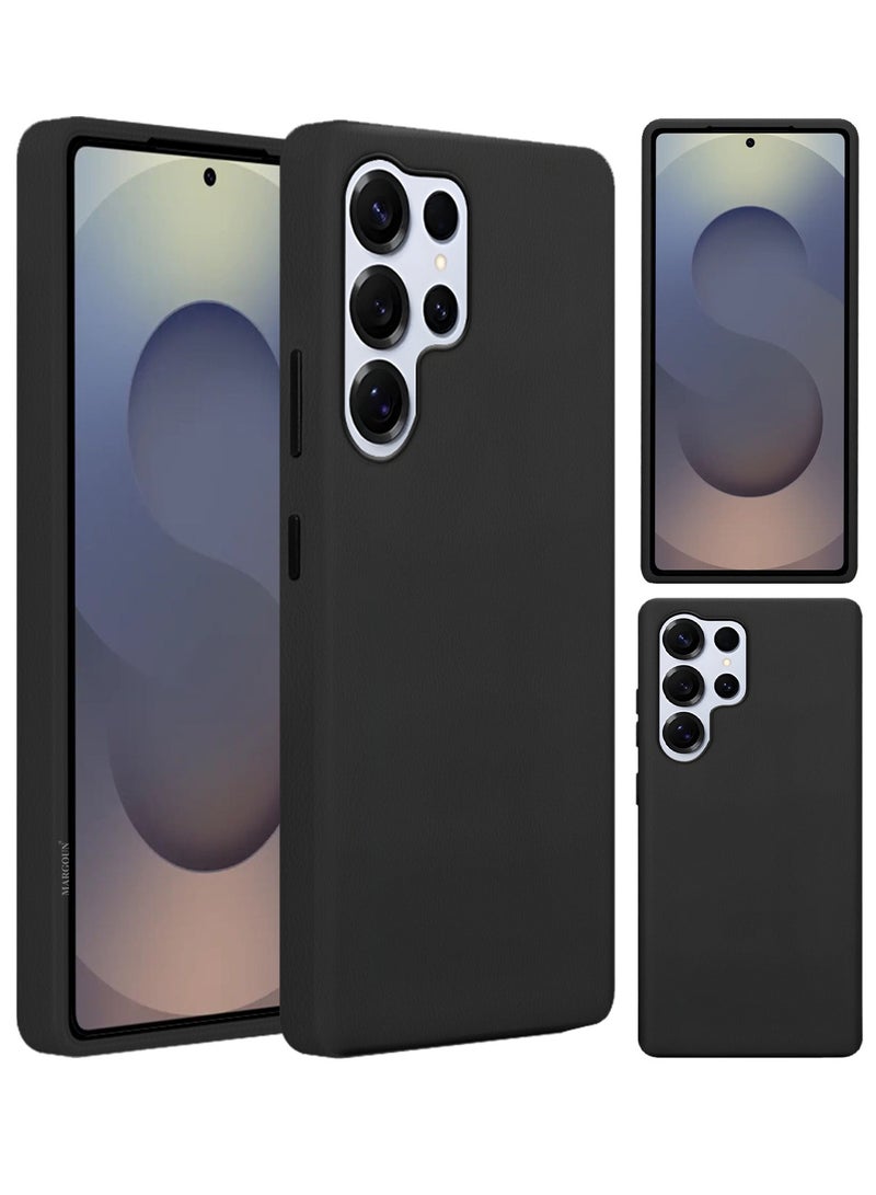 MARGOUN Leather Protective Cover for Samsung Galaxy S25 Ultra – Slim Design with Enhanced Drop Protection - Black - Image 2