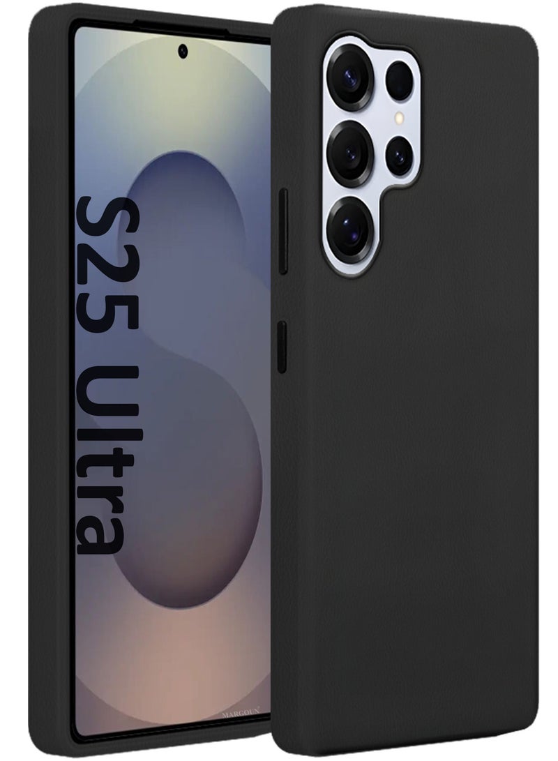 MARGOUN Leather Protective Cover for Samsung Galaxy S25 Ultra – Slim Design with Enhanced Drop Protection - Black - Image 1