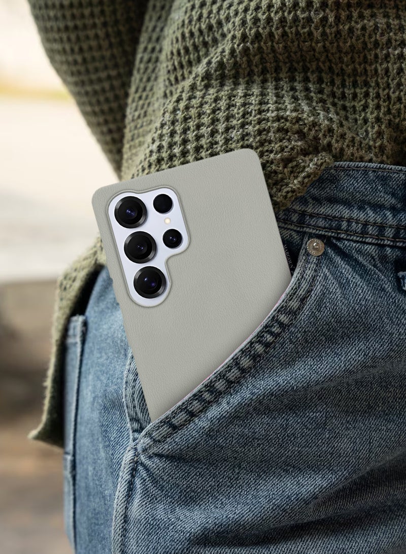 MARGOUN Leather Protective Cover for Samsung Galaxy S25 Ultra – Slim Design with Enhanced Drop Protection - Titanium Grey - Image 5