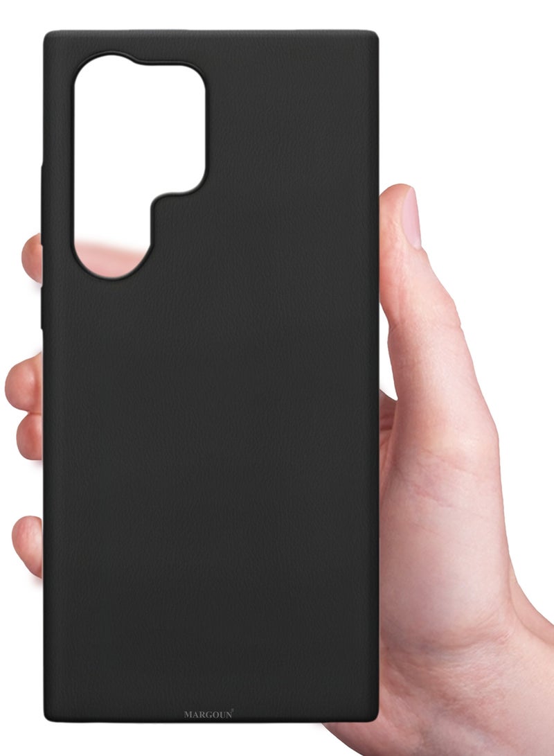 MARGOUN Leather Protective Cover for Samsung Galaxy S23 Ultra – Slim Design with Enhanced Drop Protection - Black - Image 4