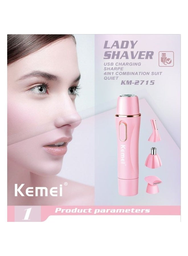 KEMEI USB Rechargeable Electric Hair Removal Machine - KM-2715 - 4in1.1 - Image 5