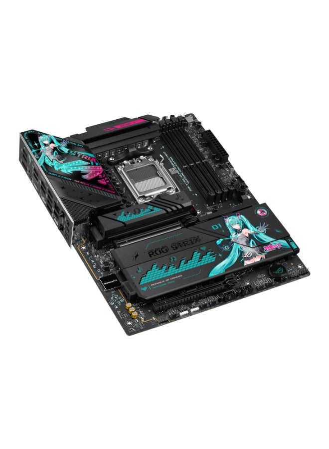 أسوس ROG Strix X870E-H Gaming WiFi 7 AM5 ATX Motherboard, Hatsune Miku Edition, AMD X870E Chipset, Ryzen 7000/8000/9000 Series Support, Up to DDR5 256GB, PCIe 5.0, USB4, 4× M.2, 5Gb Ethernet, WiFi 7, AI Overclocking & Cooling, Aura Sync RGB | 90MB1MA0-M0EAY0 Blue/Black - Image 5