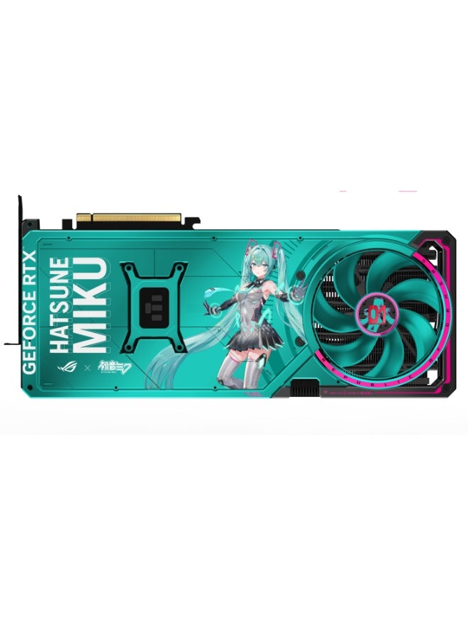 أسوس ROG Astral RTX 5080 16GB GDDR7 OC Hatsune Miku Edition PCIe 5.0 Graphics Card – 10,752 CUDA Cores, 2,790MHz Boost, 256-bit, DisplayPort 2.1b & HDMI 2.1b, Quad-Fan Cooling, Dual BIOS, ARGB RGB Lighting | 90YV0LV9-M0NM00 Blue/Black - Image 4