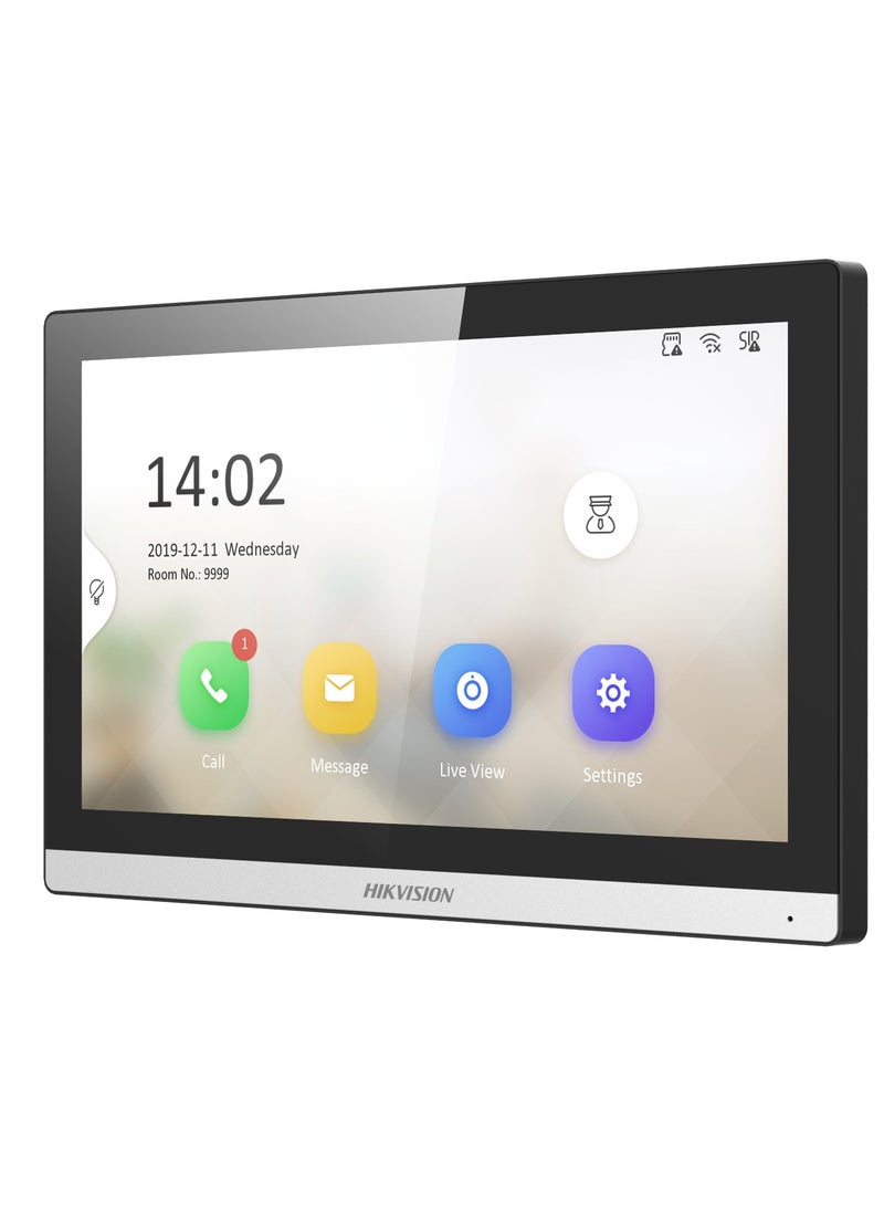 HIKVISION DS-KH6350-WTE1 7-Inch IP Indoor Video Intercom Monitor, Touchscreen, Wi-Fi, PoE, 1024×600 Resolution, Built-in Loudspeaker & Microphone, 8-Channel Alarm Input, 256 GB MicroSD Support, Remote Unlock, Message & Video Recording, SIP Protocol, Android System, Wall-Mount Design | White - Image 2