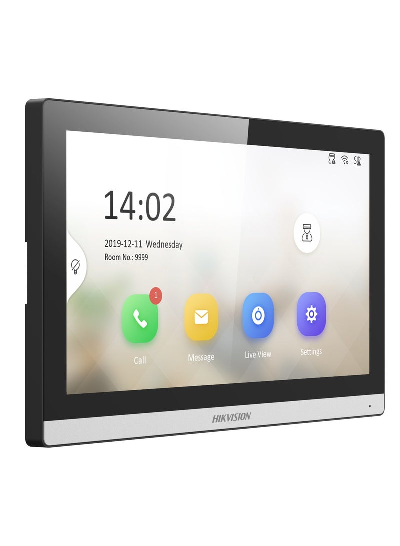 HIKVISION DS-KH6350-WTE1 7-Inch IP Indoor Video Intercom Monitor, Touchscreen, Wi-Fi, PoE, 1024×600 Resolution, Built-in Loudspeaker & Microphone, 8-Channel Alarm Input, 256 GB MicroSD Support, Remote Unlock, Message & Video Recording, SIP Protocol, Android System, Wall-Mount Design | White - Image 3