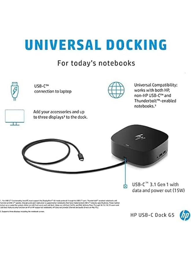 HP Renewed - USB-C Dock G5 26D32AA#ABL (Dock 2.0) - Black - Image 3